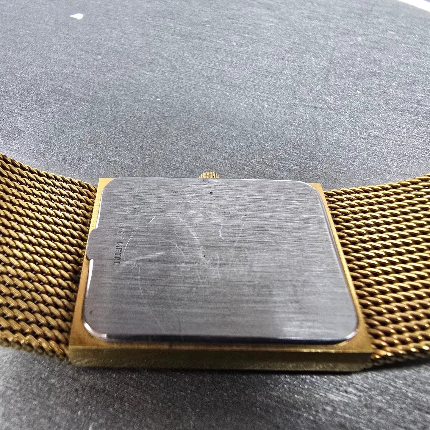 Wittnauer Watch Men 23mm Black Dial Gold Tone Rectangle SO2360 9782 New Battery9