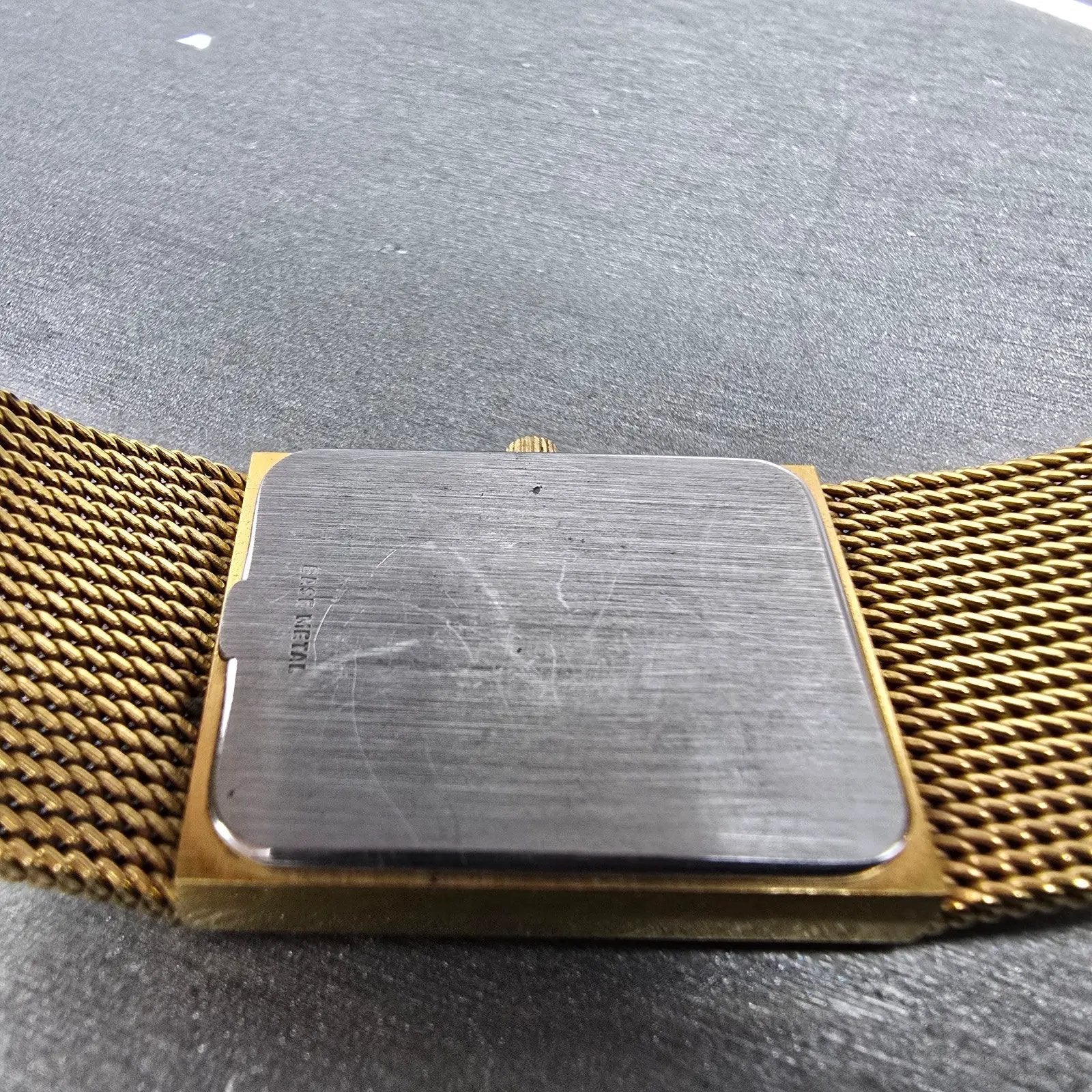 Wittnauer Watch Men 23mm Black Dial Gold Tone Rectangle SO2360 9782 New Battery9