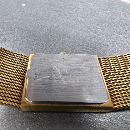 Wittnauer Watch Men 23mm Black Dial Gold Tone Rectangle SO2360 9782 New Battery9