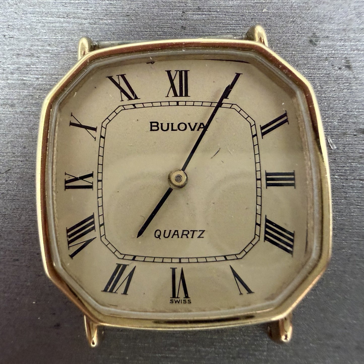 Bulova Watch Men 31mm Champagne Dial Gold Tone Octagon P0 Swiss PARTS2