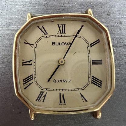 Bulova Watch Men 31mm Champagne Dial Gold Tone Octagon P0 Swiss PARTS2