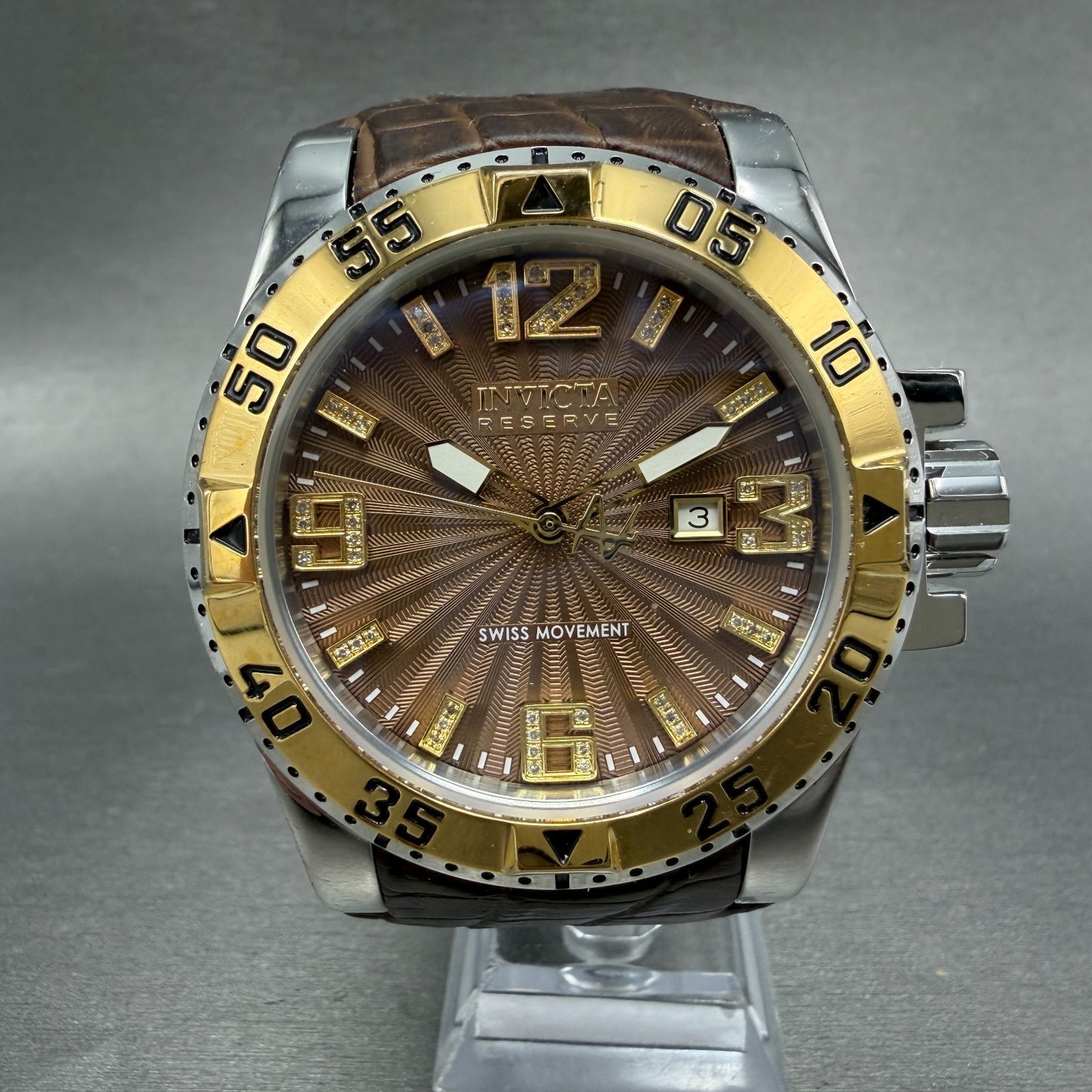 Invicta Reserve Excursion Watch Men 50mm Brown Dial Two Tone Date 42628 New Batt0