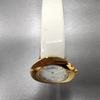 Skagen Watch Women 31mm MOP Dial Gold Tone Titanium Round 569STGLW New Battery