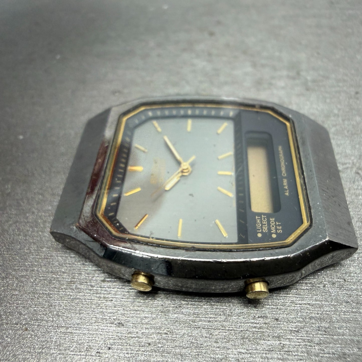 Seiko Analog Digital Watch Men 33mm Black Dial Black Tone Alarm H601-5479 PARTS4