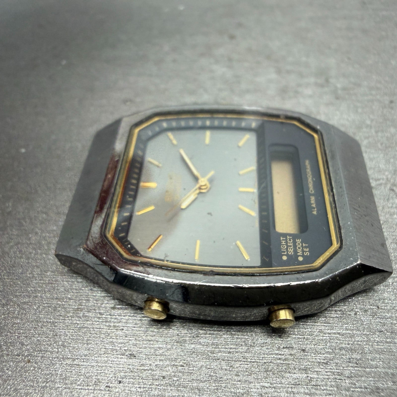 Seiko Analog Digital Watch Men 33mm Black Dial Black Tone Alarm H601-5479 PARTS4