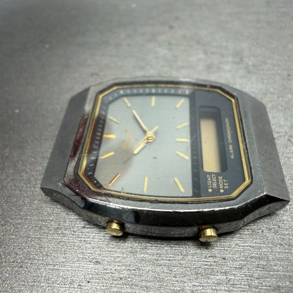 Seiko Analog Digital Watch Men 33mm Black Dial Black Tone Alarm H601-5479 PARTS4