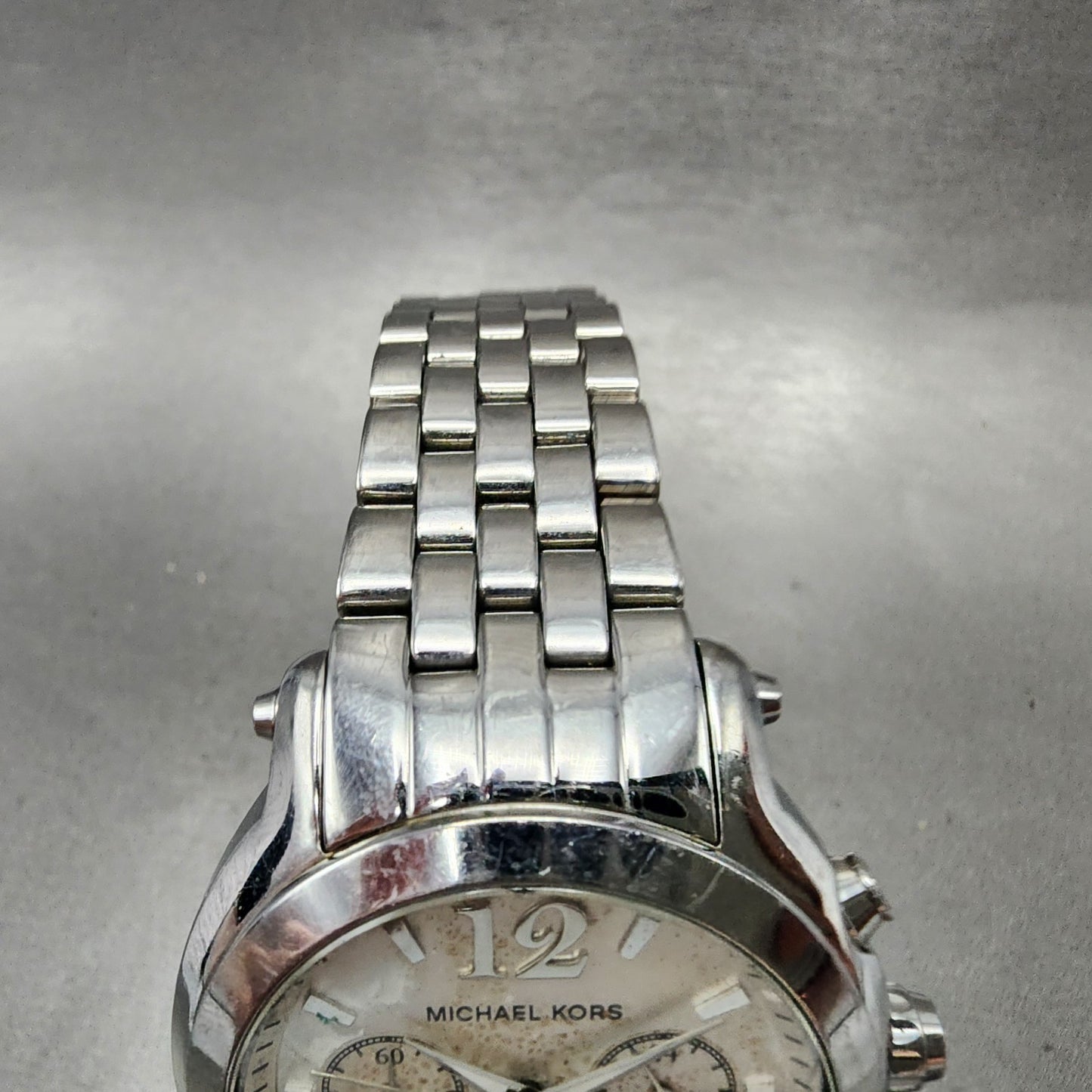 Michael Kors Chronograph Watch Women 41mm White Dial Silver Date MK5171 New Batt4