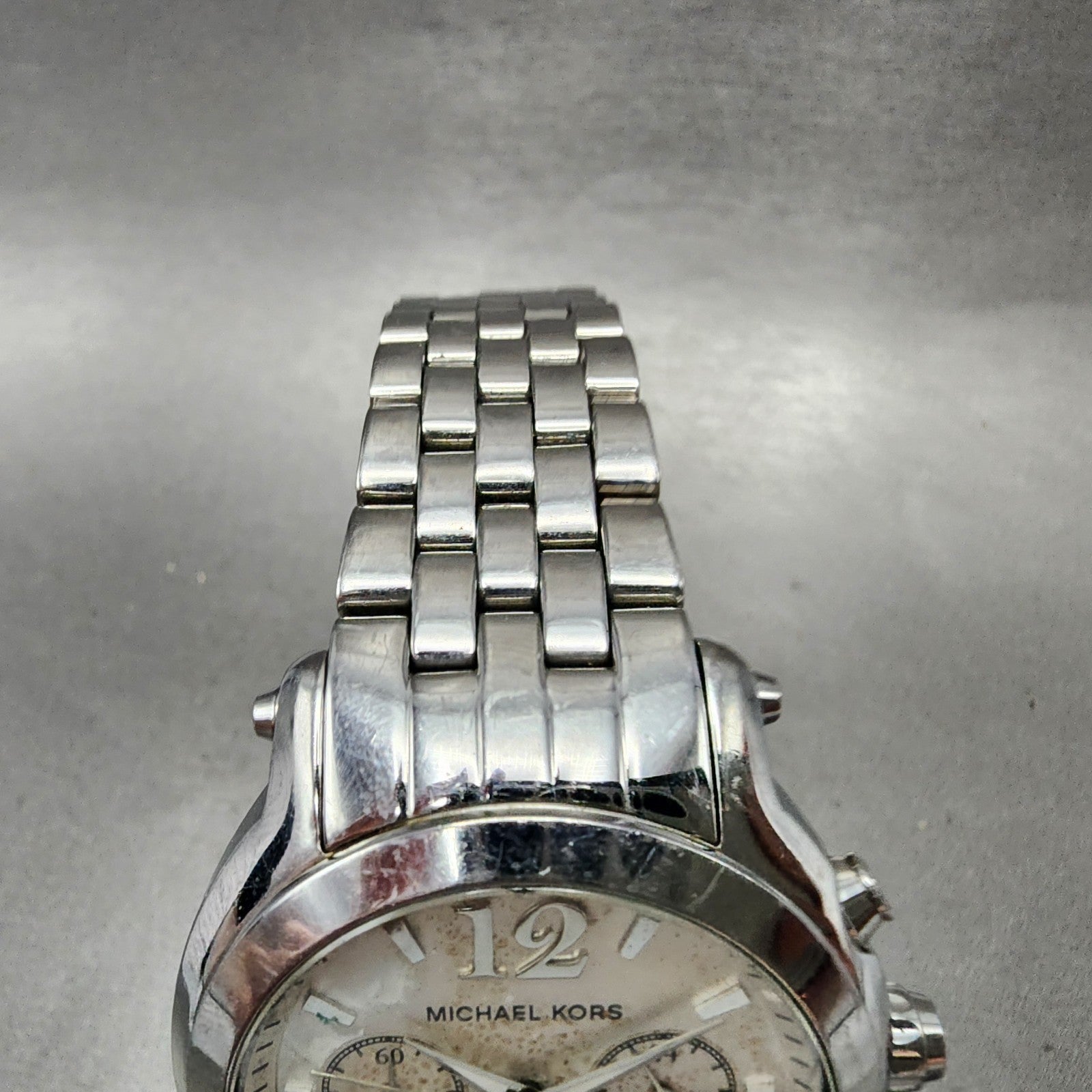 Michael Kors Chronograph Watch Women 41mm White Dial Silver Date MK5171 New Batt4