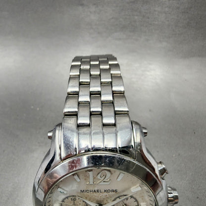 Michael Kors Chronograph Watch Women 41mm White Dial Silver Date MK5171 New Batt4