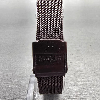 Skagen Watch Women 25mm MOP Dial Brown Tone Round Mesh Band 107SMMD New Batteryt7