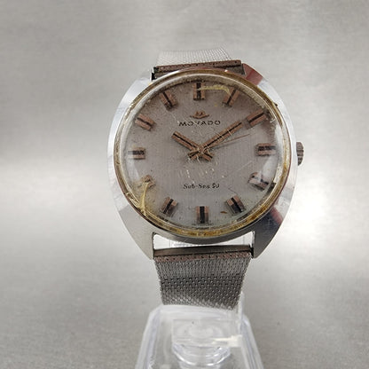 Movado Sub Sea 50 35mm Gray Dial Silver Tone Manual Wind PARTS6