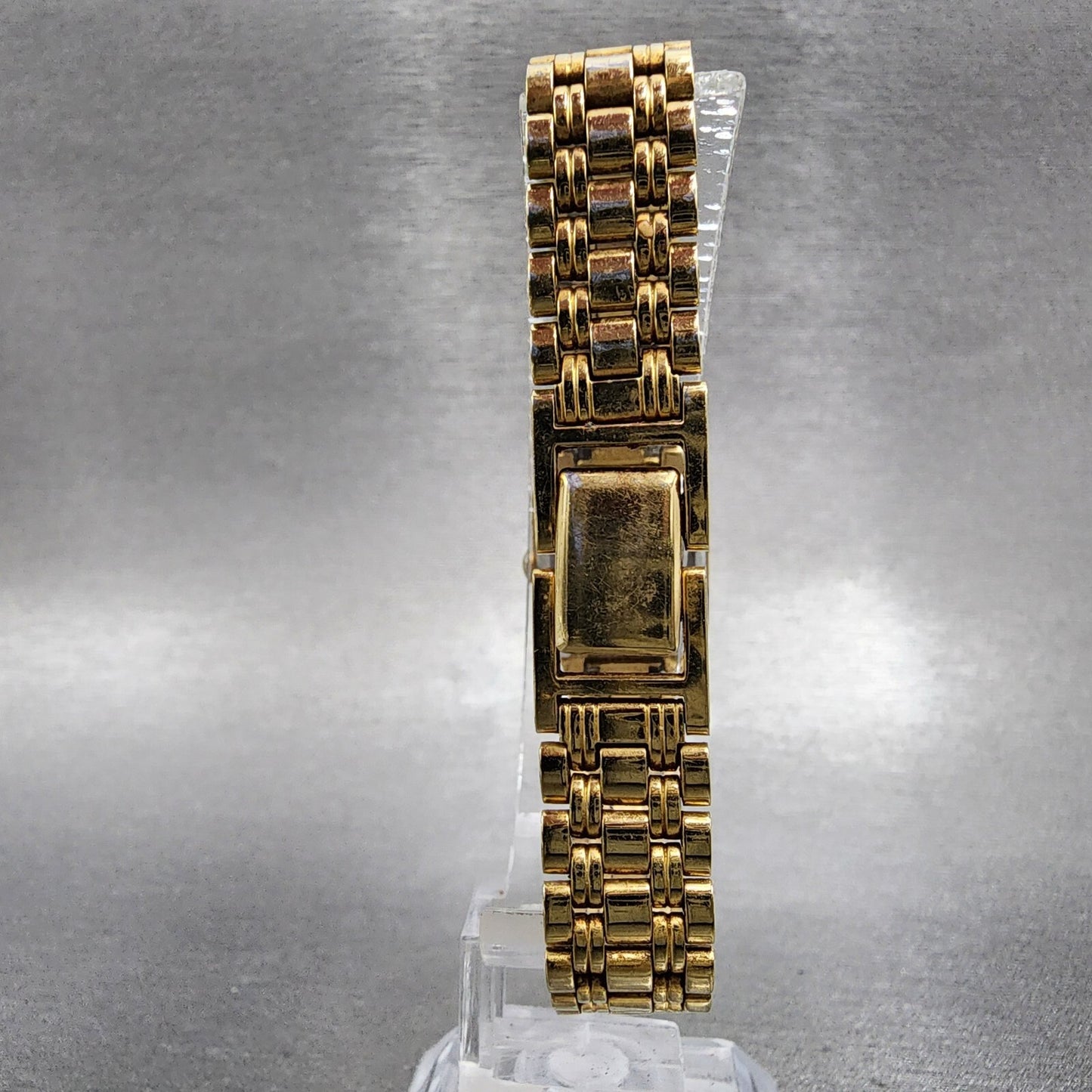 Seiko Tank Watch Women 17mm Gold Dial Gold Tone Rectangle V4015129 New Battery7