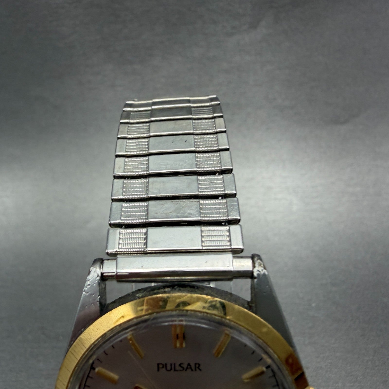 Seiko Pulsar Watch Men 35mm Silver Dial Two Tone Daydate VX33-0AB0 New Battery4