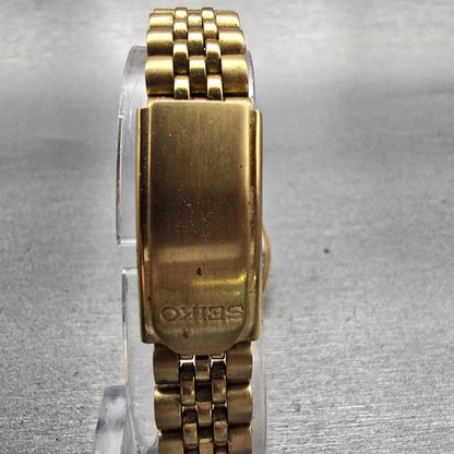 Seiko Watch Women 24mm Gold Dial Gold Tone Daydate Round 7N83-0041 New Battery7