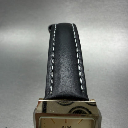 Seiko Alba Tank Watch Unisex 25mm Champagne Dial Gold Tone V801-5100 NewBattery4