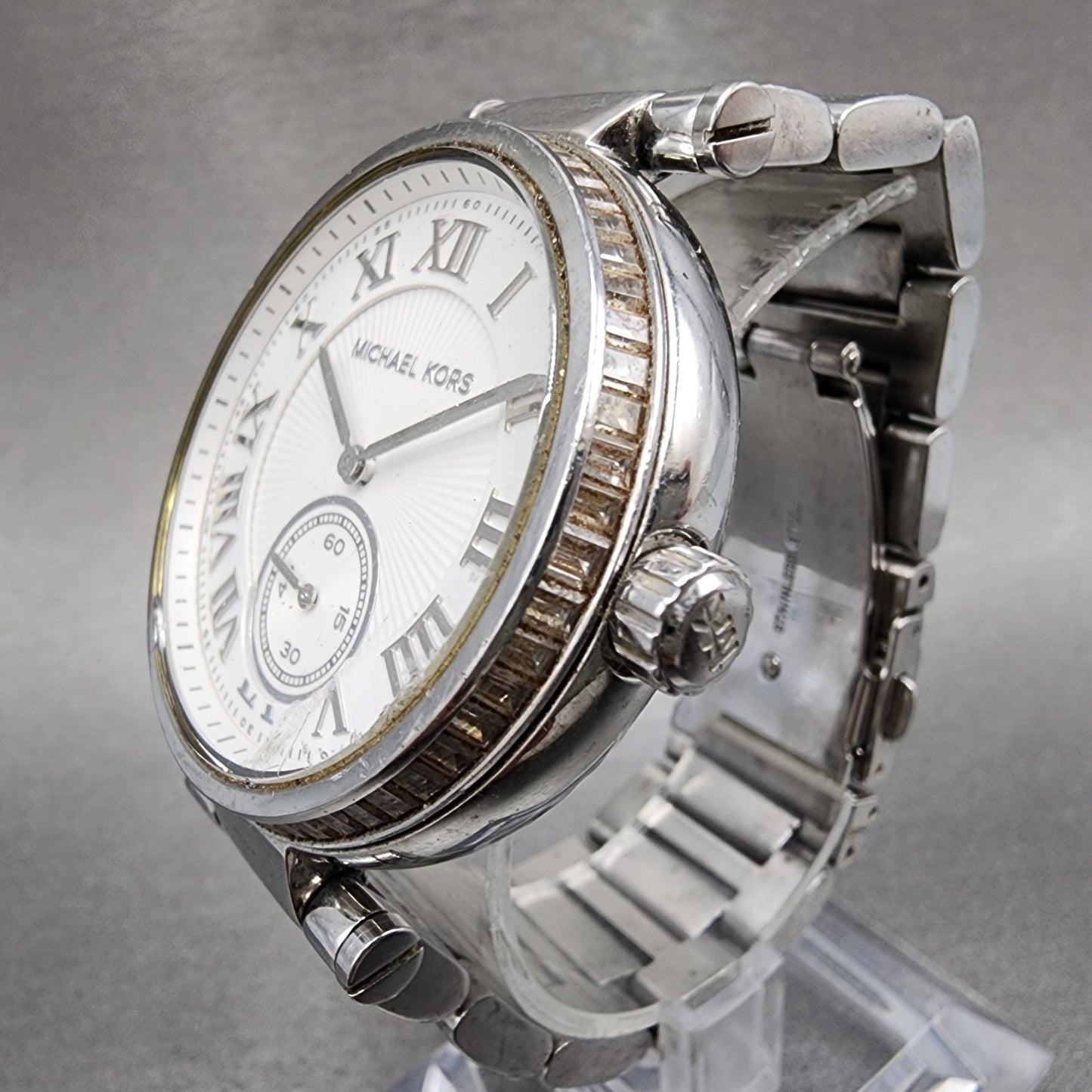 Michael Kors Skylar Watch Women 42mm White Dial Silver Tone MK5866 New Battery2