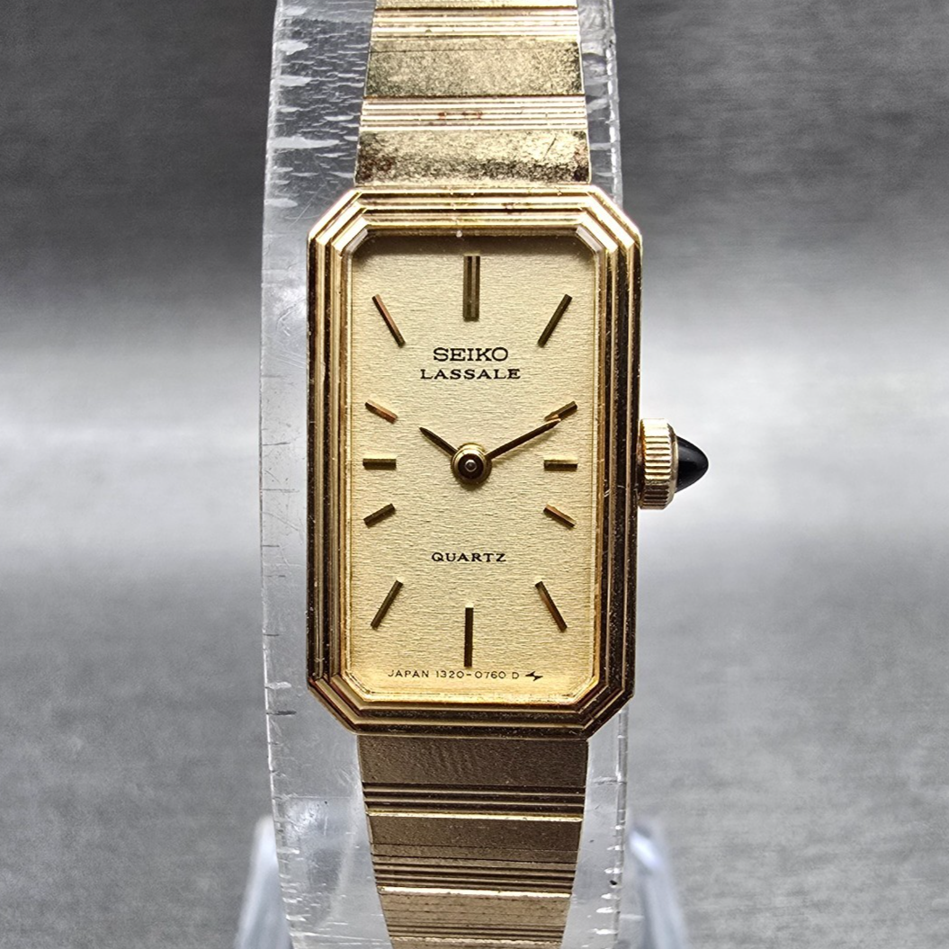 Seiko Lassale Watch Women 13mm Champagne Dial Gold Tone 1320-5609 New Battery0