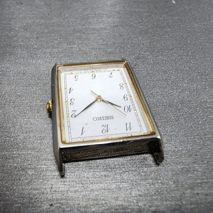 Seiko Tank Watch Men 24mm White Dial Silver Tone Rectangle V7015e20 PARTS5