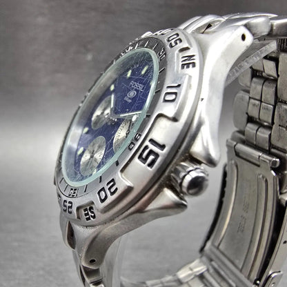 Fossil Blue Watch Women 36mm Blue Dial Silver Tone Daydate BQ-8793 New Battery2