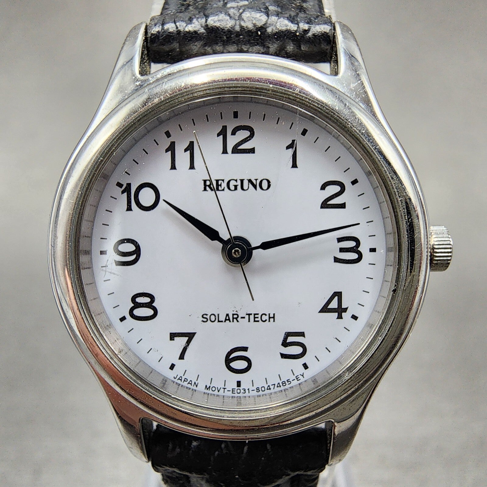 Citizen Reguno Watch Women 24mm White Dial Silver Tone Solar Round Runs E031T011