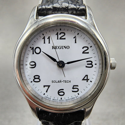 Citizen Reguno Watch Women 24mm White Dial Silver Tone Solar Round Runs E031T011