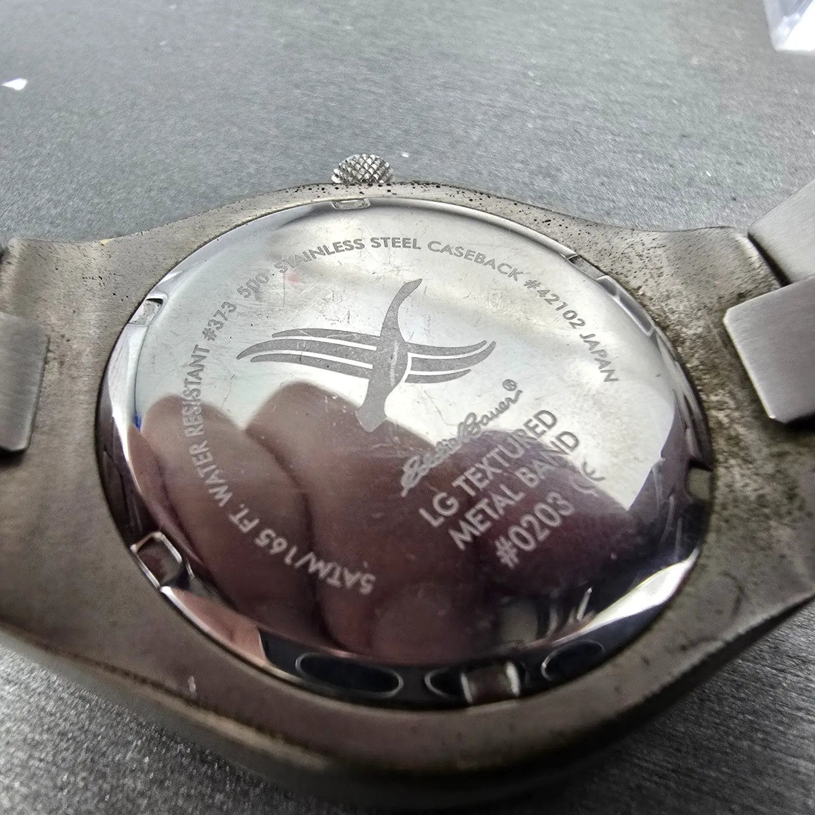 Eddie Bauer Dive Watch Men 41mm Silver Dial Silver Tone Date Round New Battery9