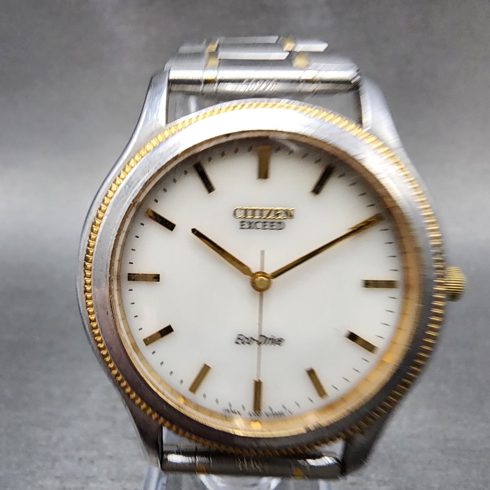 Citizen Exceed EcoDrive Watch Men 35mm White Dial Two Tone A730H09874 Runs1