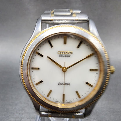 Citizen Exceed EcoDrive Watch Men 35mm White Dial Two Tone A730H09874 Runs1