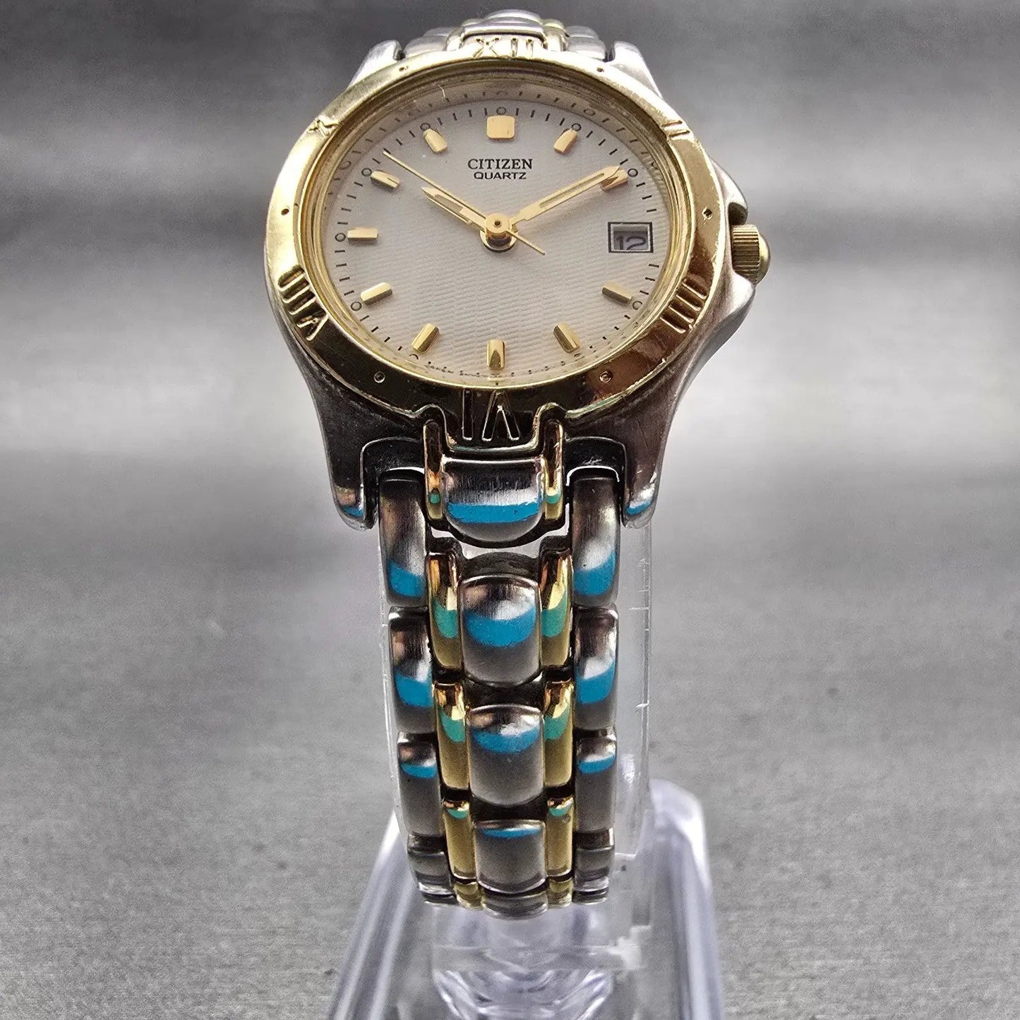 Citizen Watch Women 24mm Ivory Dial Two Tone Date Round 1010-K09931 New Battery5