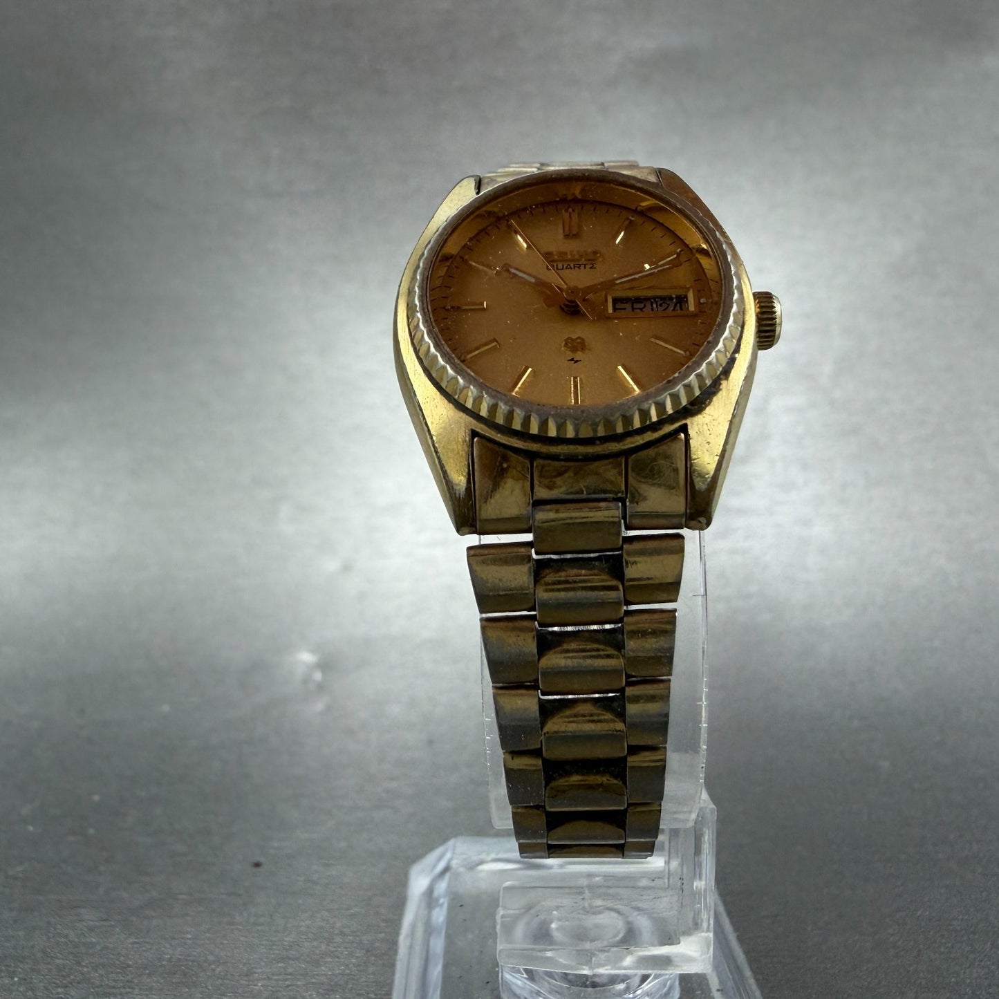 Seiko SQ Watch Women 25mm Champagne Dial Gold Tone Daydate 2623-0059 New Battery5