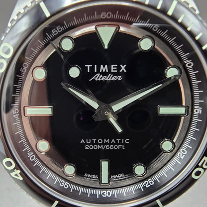 Timex Atelier Marine M1a Watch Men 41mm Black Dial Steel Automatic Diver1