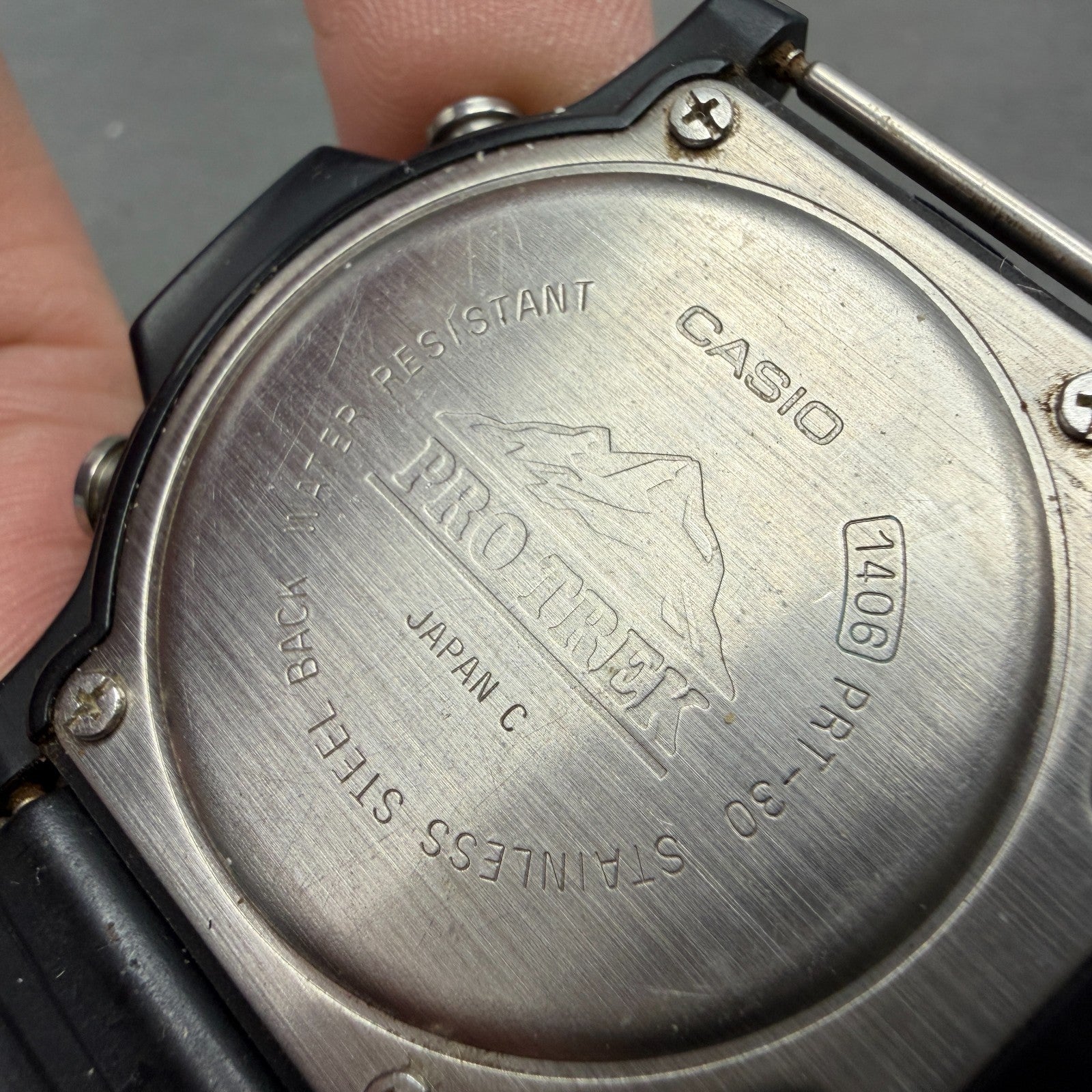 Casio Pro Trek PRT-30 Watch Men 47mm Digital Silver Alti Thermo READ!!! New Batt13