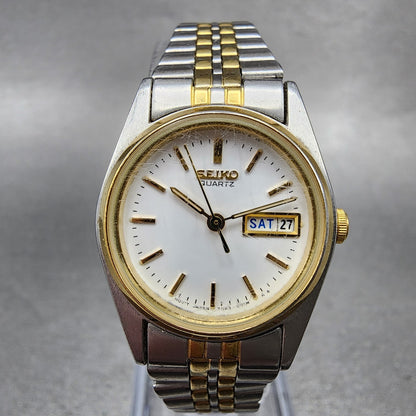 Seiko Watch Women 25mm White Dial Two Tone Daydate 7n430011 Round New Battery0