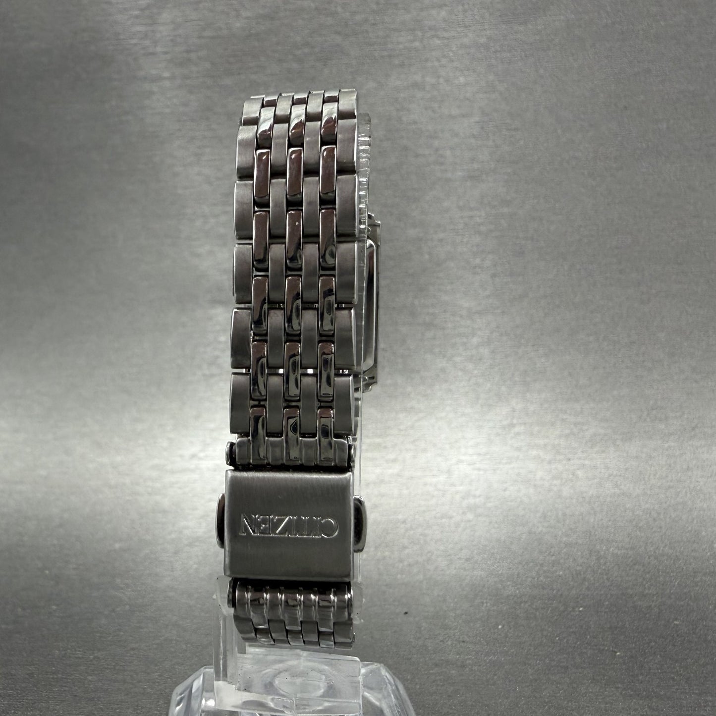 Citizen Tank Watch Women 18mm Black Dial Silver Tone Rectangle New Battery ABC7