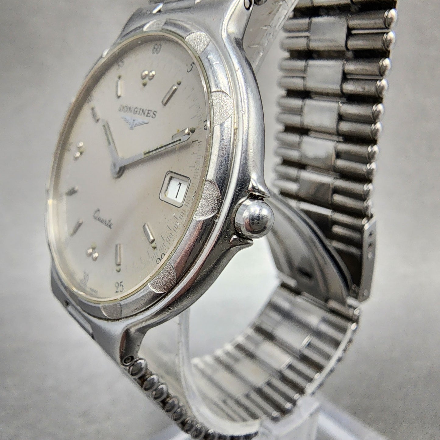 Longines Conquest Watch Men 32mm Silver Dial Steel Date Round New Battery2