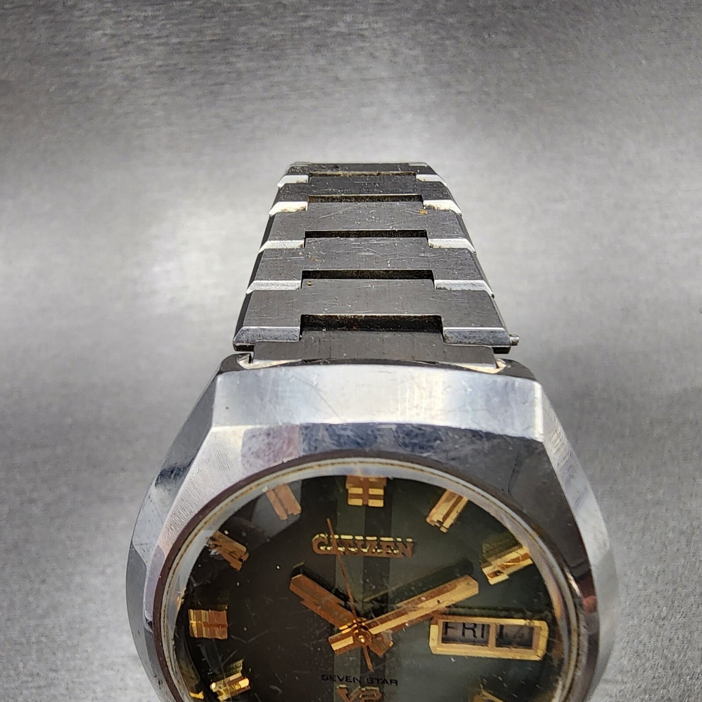 Citizen Seven Star V2 Watch Men 38mm Green Dial Steel Daydate 4771150K PARTS5