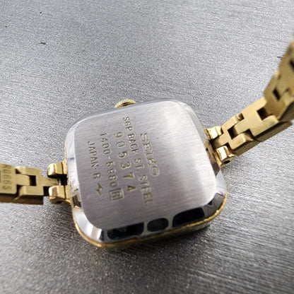 Seiko Watch Women 19mm Brown Dial Gold Tone Square 14005980 New Battery9