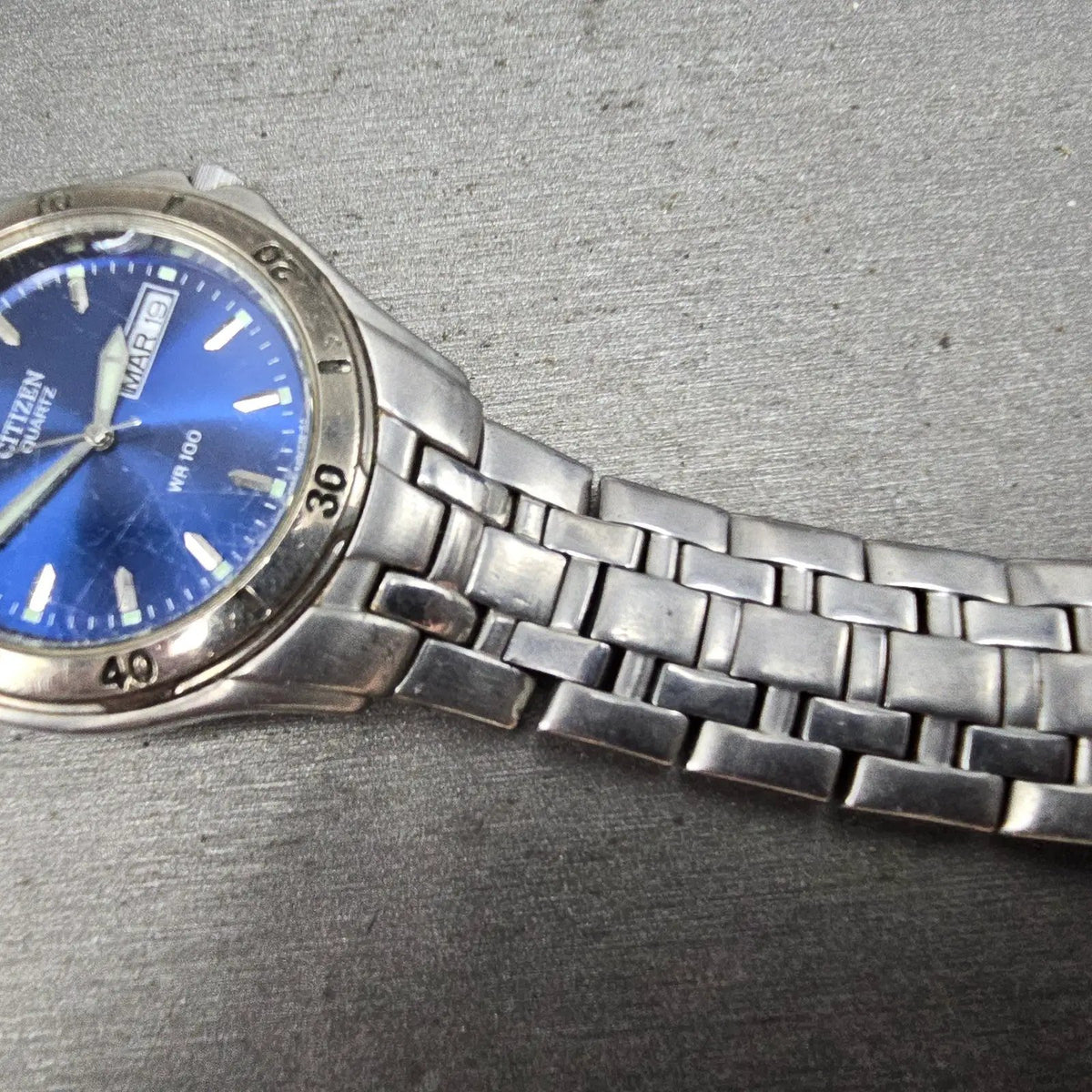Citizen Watch Men 37mm Blue Dial Silver Tone Daydate Round 250A-K001455 PARTS8
