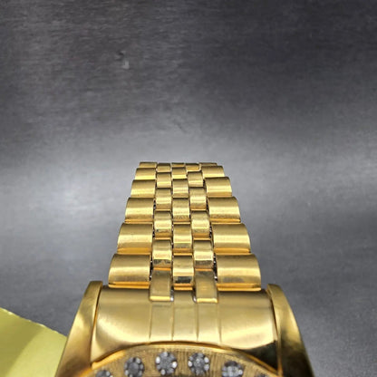 Lucien Piccard Dufonte Watch Men 36mm Gold Dial Gold Tone Date Diamond Bezel6