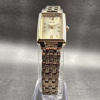 Seiko Tank Watch Women 16mm Champagne Dial Gold Tone Rectangle 1N01-0FH0 NewBatt5