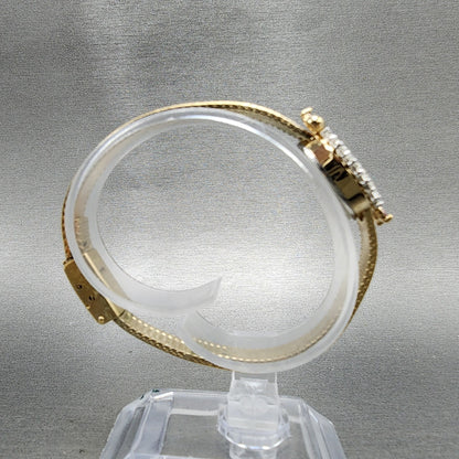 Armitron Deauville Diamond Watch Women 15mm Gold Dial Gold Tone Oval New Battery8