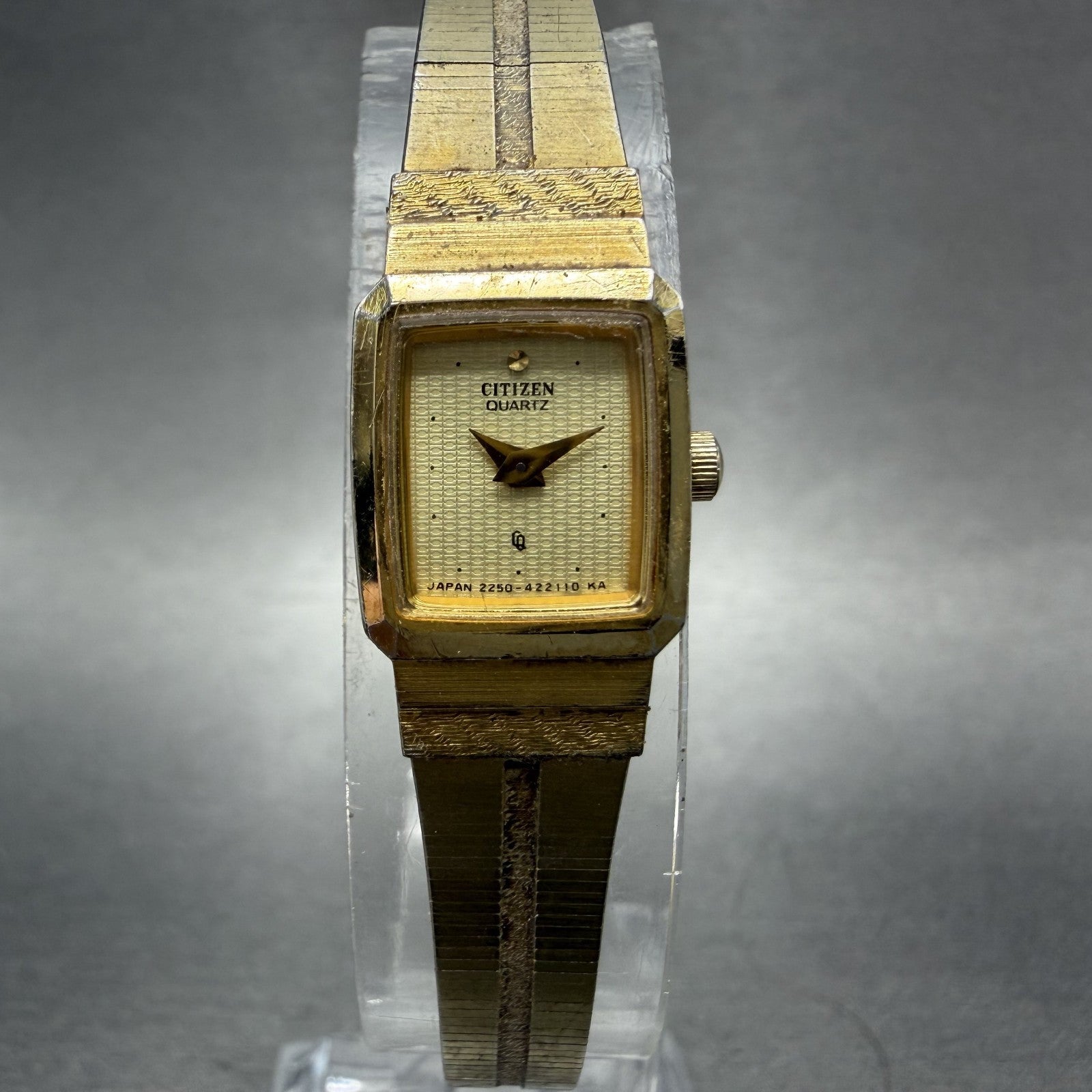 Citizen CQ Tank Watch Women 13mm Champagne Dial Gold Tone 2250 New Battery0