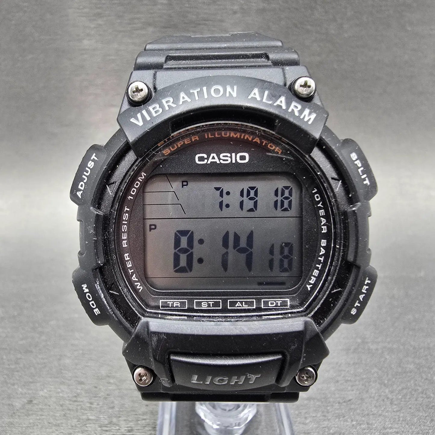 Casio W-736H Watch Men 45mm Black Vibration Alarm Chronograph Digital New Batt0