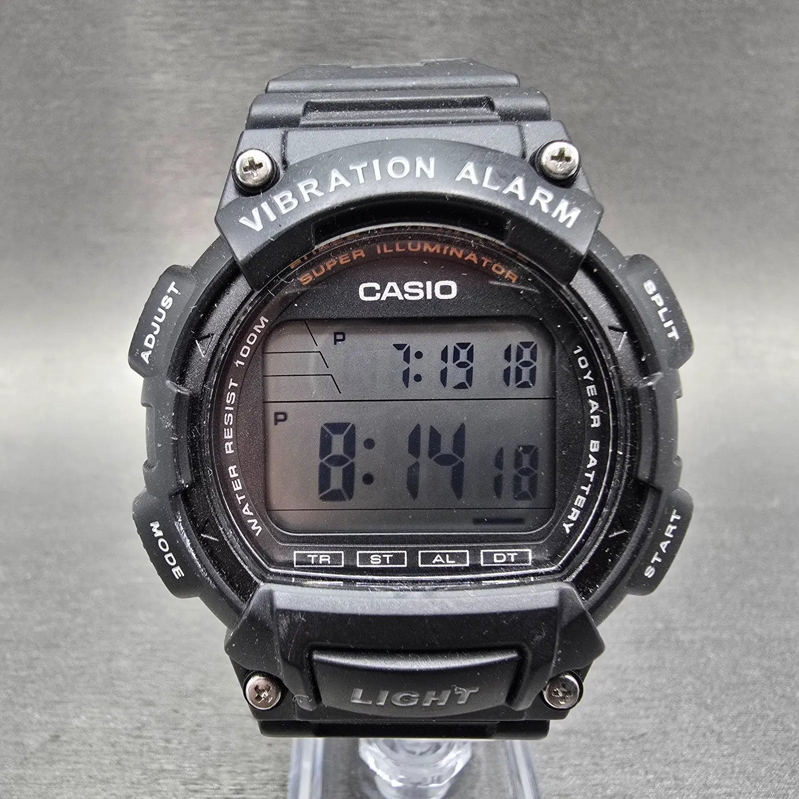 Casio W-736H Watch Men 45mm Black Vibration Alarm Chronograph Digital New Batt0