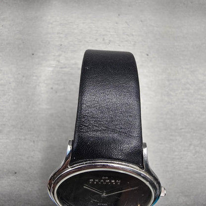 Skagen Watch Men 37mm Black Dial Silver Tone Round 256LSLB READ!! New Battery4