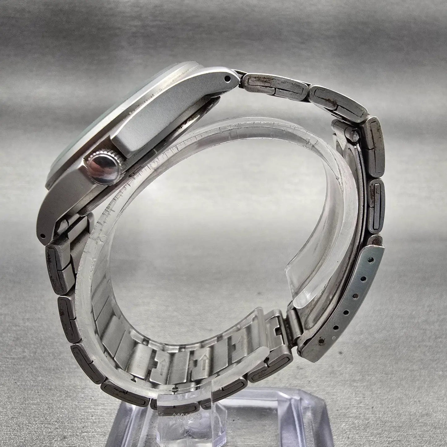 Seiko Alba Carib Watch Men 35mm Black Dial Silver Tone Daydate V743-8000 New Bat6