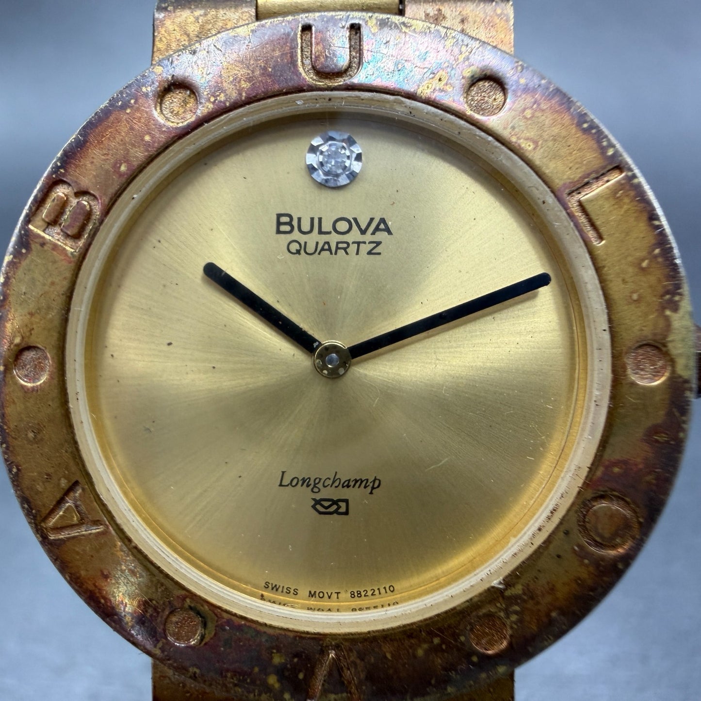 Bulova Long Champ Watch Unisex 32mm Champagne Dial Gold Tone New Battery1