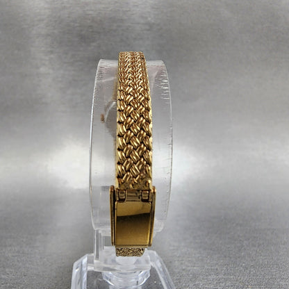 Gruen Precision Watch Women 14mm Gold Dial Gold Tone Diamond Bezel New Battery7