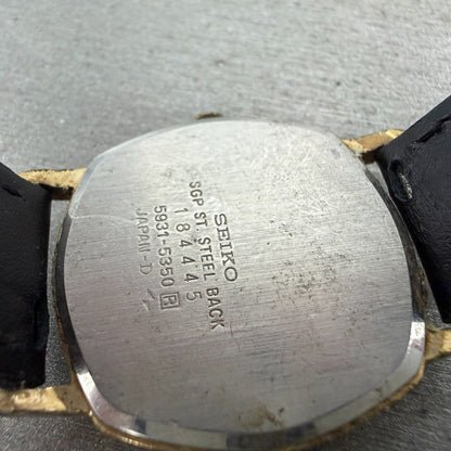 Seiko Watch Men 30mm Champagne Dial Gold Tone Octagon 5931-5350 New Battery VTG9