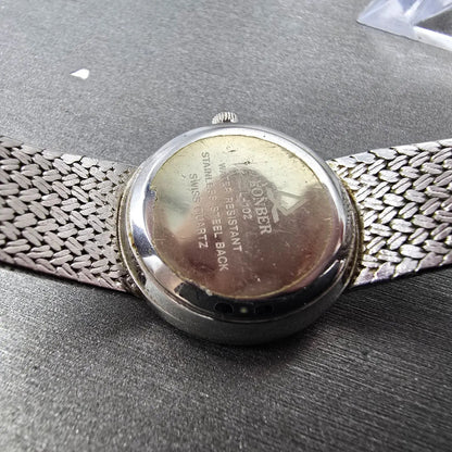 Lonber Sapphire Watch Women 23mm Silver Dial Silver Tone Round New Battery Mesh9
